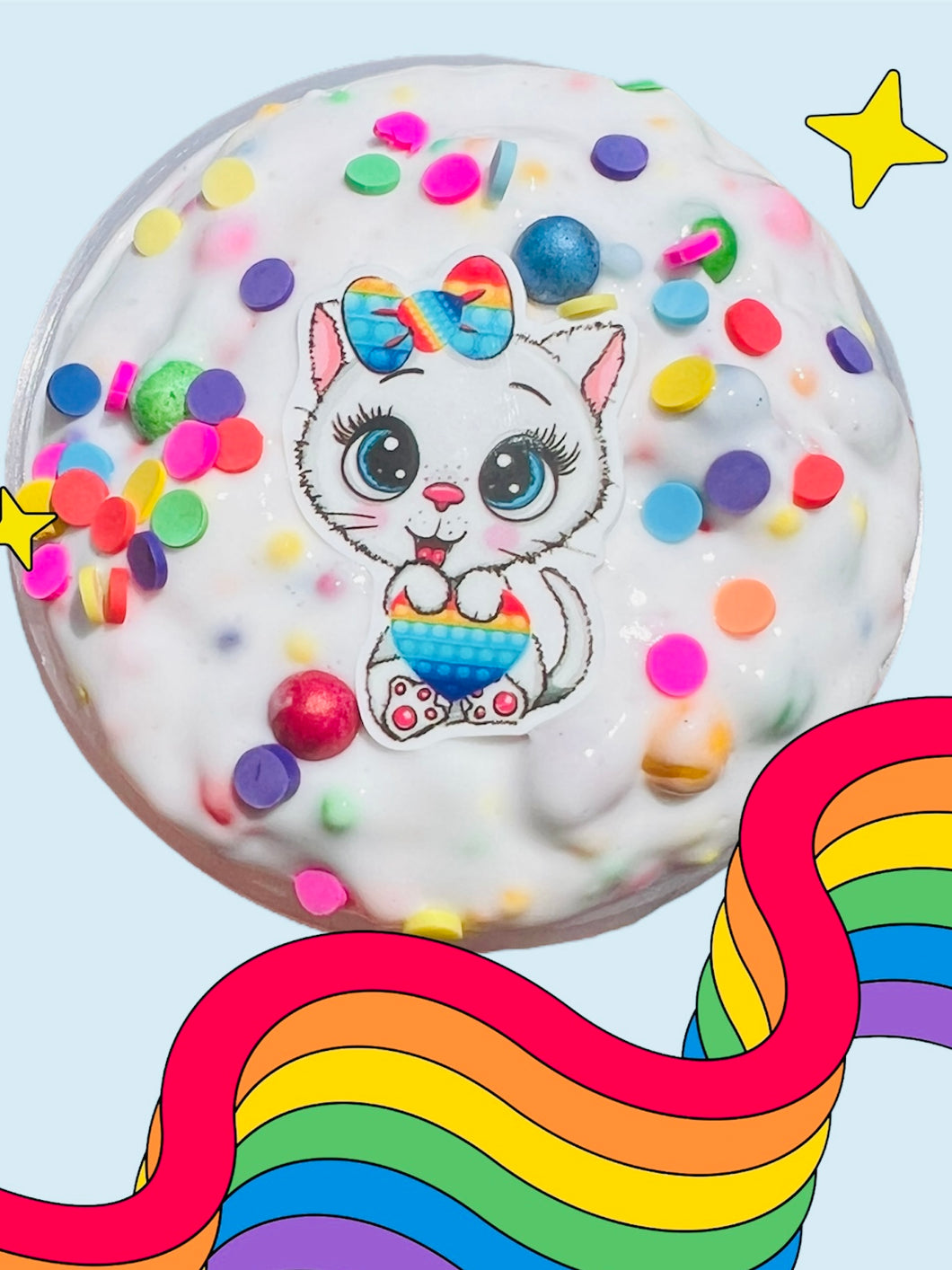 Rainbow Kitty Bubble Popper Crunchy Slime