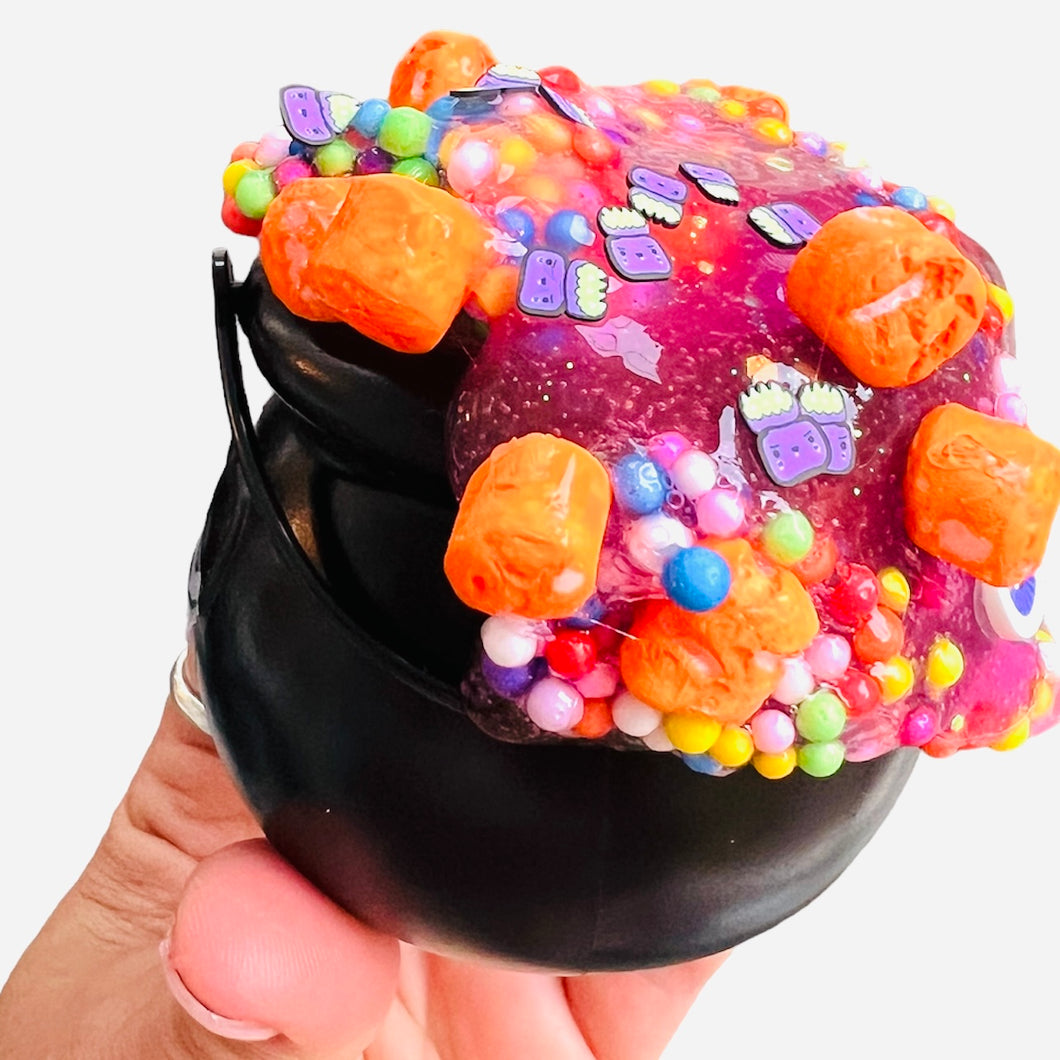 Witches Brew cauldron Crunchy foam slime Halloween slime