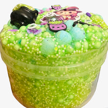 Load image into Gallery viewer, Kitty Cauldron crunch microfloam slime Halloween slime
