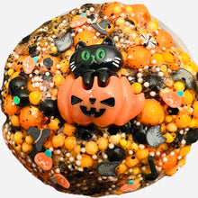 Load image into Gallery viewer, Jack-o-Lantern Kitty Crunch Halloween slime
